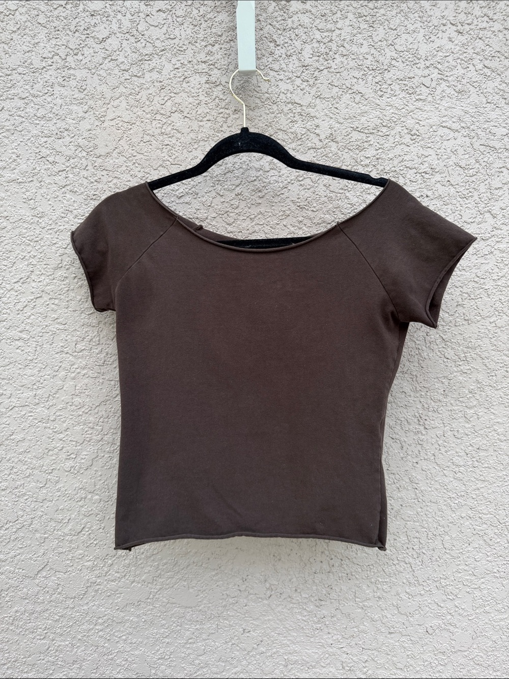 John galt Chocolate Brown Scoop-Neck Crop Top